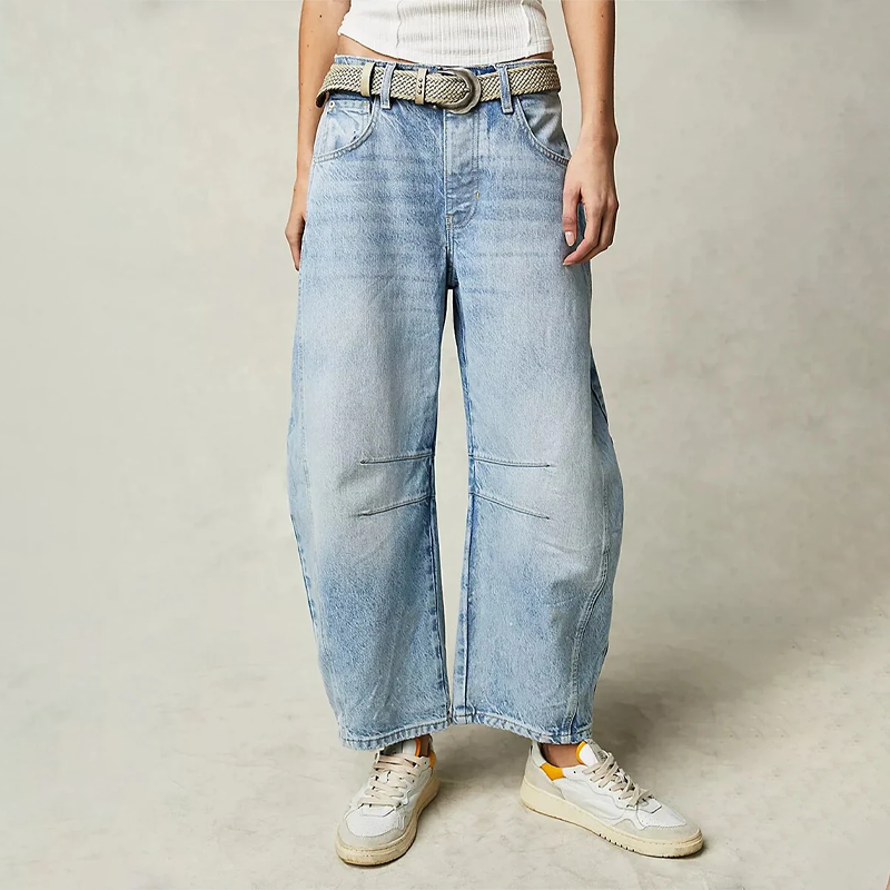 Barrel Leg Jeans Women High Waist Relaxed Fit