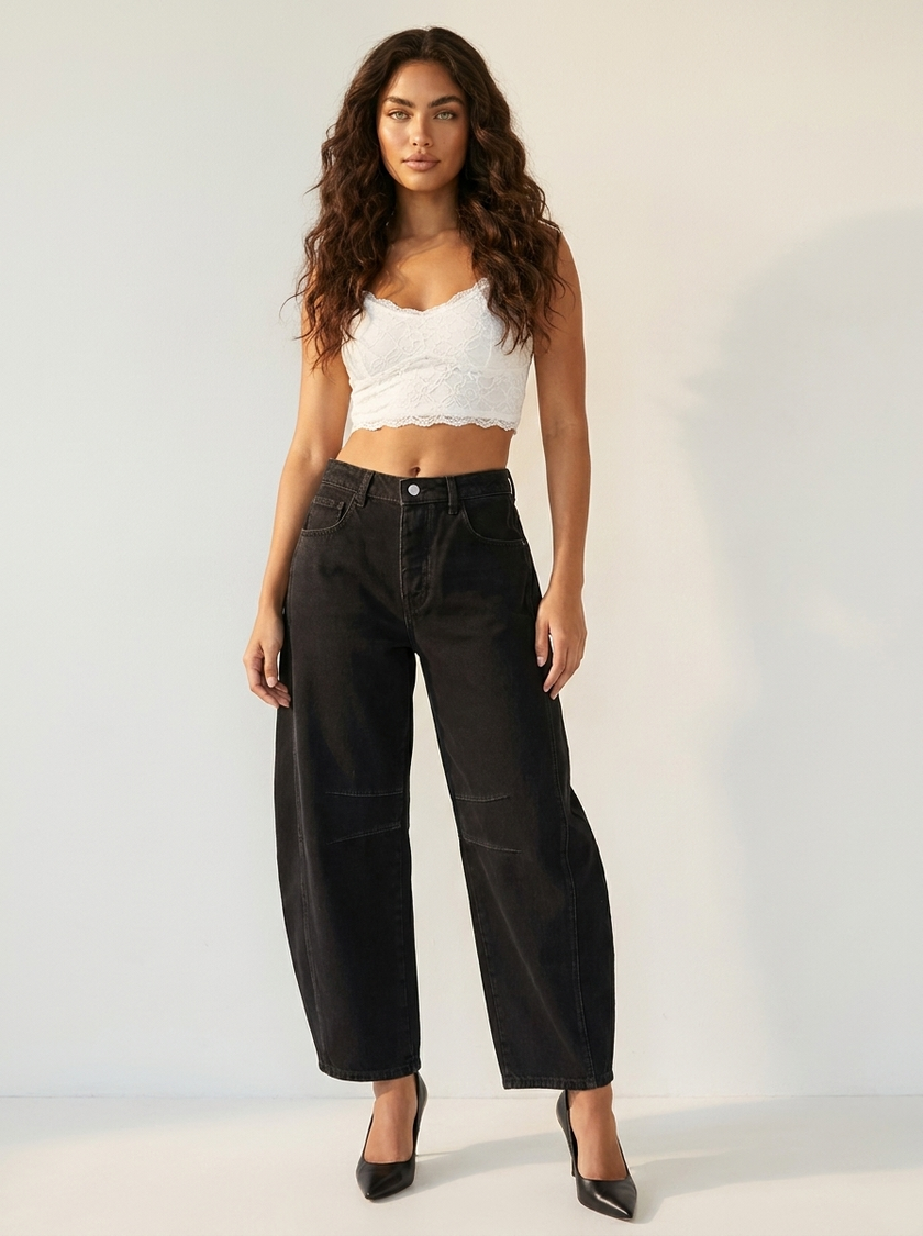 Barrel Leg Jeans Women High Waist Relaxed Fit
