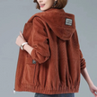 Soft Corduroy Jacket Women Hooded Relaxed Fit