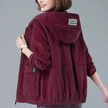 Soft Corduroy Jacket Women Hooded Relaxed Fit