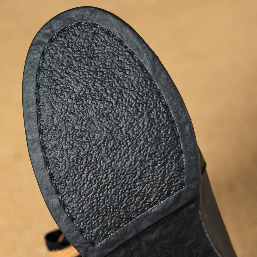 FJØRNA women's dual-tone leather loafers with handcrafted design and cushioned insoles, stylish slip-on shoes for everyday wear.