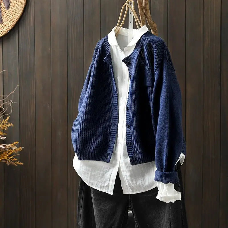 Button Up Cardigan Relaxed Fit Medium Weight Knit Cardigan Sweater | Mariel