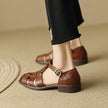 FJØRNA women's brown Italian leather adjustable strap sandals with open toe and flat sole, stylish summer footwear.
