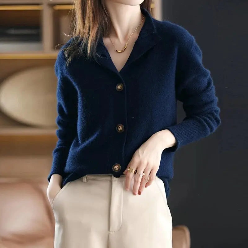 Knit Cardigan Women Oversized Button Front Long Sleeve