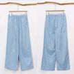 FJØRNA cotton linen wide-leg women's trousers with drawstring, pull-on style, relaxed fit, and casual chic design.