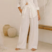FJØRNA linen wide-leg trousers for women, loose pull-on pants with a relaxed fit, light and breathable fabric, full-length view