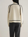 Turtleneck Sweater Women Contrast Seam Relaxed Fit