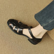 Brown Italian leather women's sandals with adjustable straps from FJØRNA, featuring a stylish open-toe design and comfortable fit.