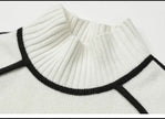 Turtleneck Sweater Women Contrast Seam Relaxed Fit
