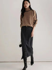 Turtleneck Sweater Women Contrast Seam Relaxed Fit