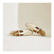 FJØRNA women's Italian leather woven slingback sandals in brown, featuring a stylish open-toe design and comfortable heel.