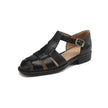 FJØRNA women's brown Italian leather adjustable strap sandals, stylish and comfortable shoes with buckle closure.