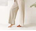 FJØRNA linen wide-leg pull-on trousers for women, loose fit, lightweight, and relaxed style with high waist and flowing fabric.
