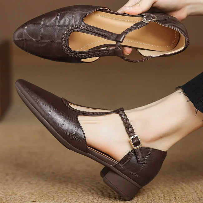 Margot | Women's Leather Pointed-Toe Mary Jane Flats