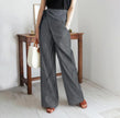 Women's high-waist cotton wide-leg trousers by FJØRNA, loose pull-on pants with a relaxed fit and comfortable style.