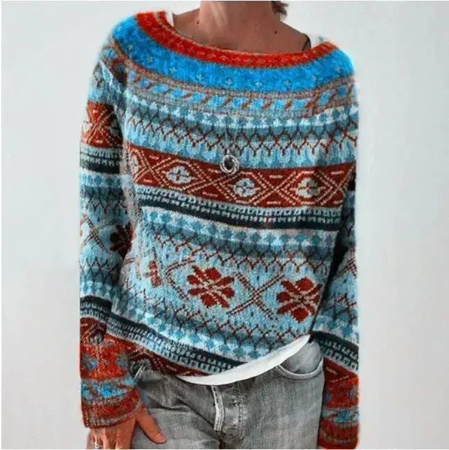 Ada | Women's Oversized Wool-Cotton Knit Sweater with Corduroy Detail for Casual
