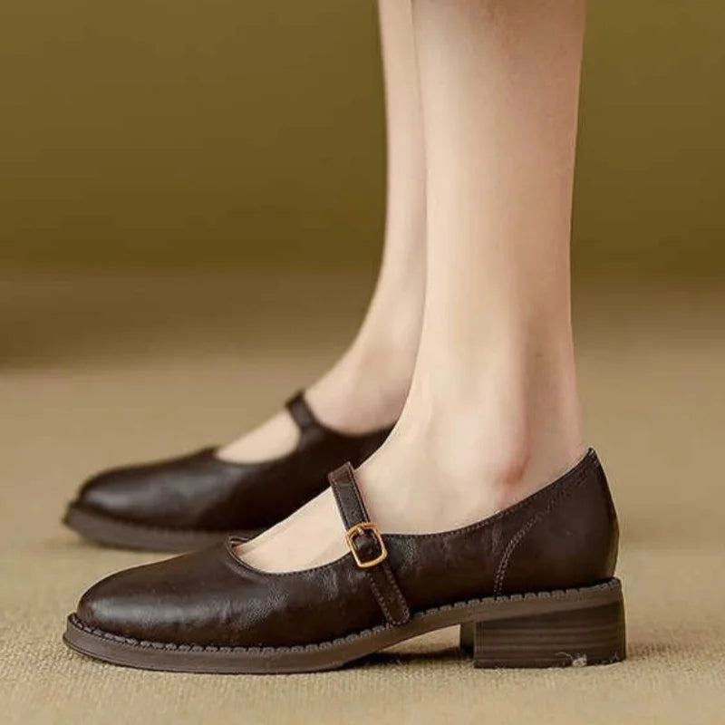 Ida | Women's Leather Block-Heel Heeled Mary Jane Shoes