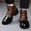 Ankle Boots Leather Side Zip Buckle Strap Layered Fold Winter Boots | Ines