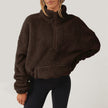 Plush Sweater Women Half Zip High Collar Relaxed Fit