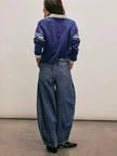 Women’s wide-leg cotton jeans by FJØRNA with drawstring waist, casual and comfortable pants for everyday wear.
