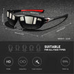 FJØRNA men's polarized wraparound sunglasses with UV400 protection, sporty accessory with tinted lenses and black frame.