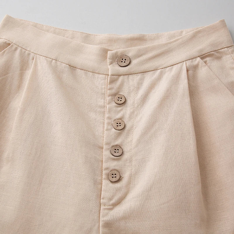 FJØRNA women's knit wide-leg trousers with elastic waist, relaxed fit, and soft fabric, suitable for casual or stylish wear.