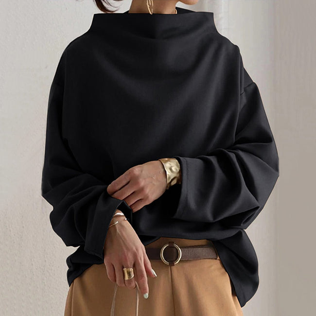 Elly | Women's Versatile Knit High Neck Sweater Pullover with Wrap Cozy for Layering