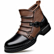 Ankle Boots Leather Side Zip Buckle Strap Layered Fold Winter Boots | Ines