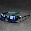 Men's polarized wraparound sunglasses by FJØRNA with UV400 protection, sporty design, and reflective lenses.