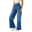 FJØRNA women's wide-leg lace jeans with high waist, stylish casual pants, showing the detailed lace fabric and relaxed fit.