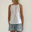 Cotton Blend Tank Top Women Bow Strap Sleeveless