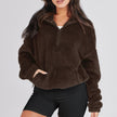 Plush Sweater Women Half Zip High Collar Relaxed Fit