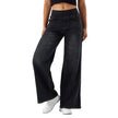 FJØRNA women's lace jeans with wide leg and high waist, showcasing stylish denim pants with intricate lace details.