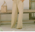 FJØRNA linen wide-leg pull-on trousers for women, loose fit, lightweight, and comfortable pants with a relaxed silhouette.