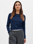 FJØRNA women's longline button-front knit cardigan, stylish and cozy long-sleeve top for women, in neutral tones