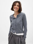FJØRNA women's longline button-front knit cardigan, cozy and stylish knit top, featuring a relaxed fit and elegant design.
