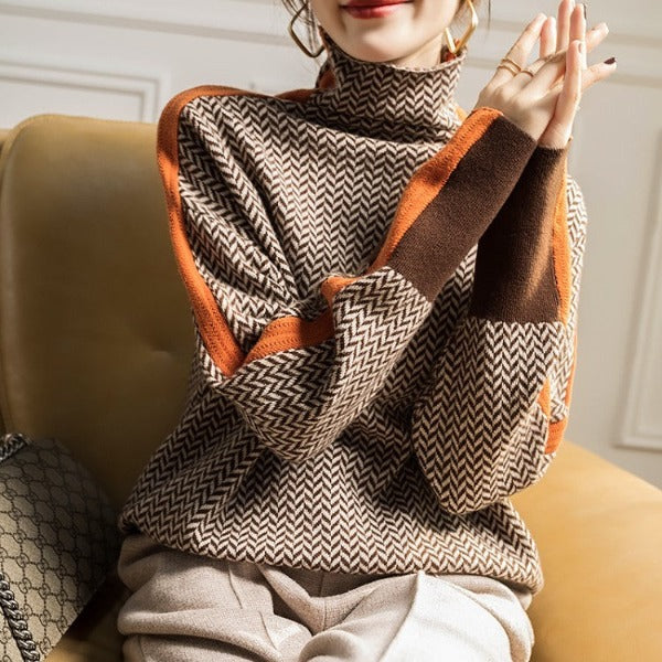 Hayden Elana | Women's Tailored Knit Turtleneck Blazer Jacket Sweater with Boxy Cozy for Layering
