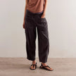 FJØRNA women's cotton pull-on jeans pants, casual denim style with a comfortable fit, shown on a model.