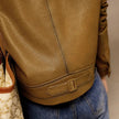 Faux Leather Jacket Women Utility Turn-Down Collar