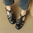 FJØRNA women's Italian leather brown adjustable strap sandals, stylish and comfortable shoes for warm weather.