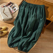 FJØRNA women's linen wide-leg trousers with elastic waist, flowing and comfortable pants for casual or stylish wear.