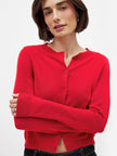 FJØRNA women's longline knit cardigan with button-front design, soft and cozy top for stylish layered outfits.