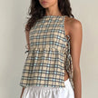 Cotton Blend Tank Top Women Bow Strap Sleeveless