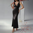 FJØRNA elegant midi dress for women, sleeveless V-neck flowy dress, perfect for stylish occasions