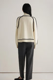 Turtleneck Sweater Women Contrast Seam Relaxed Fit