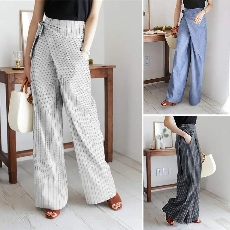 Women's high-waist cotton wide-leg trousers from FJØRNA, featuring a loose pull-on design and relaxed fit.