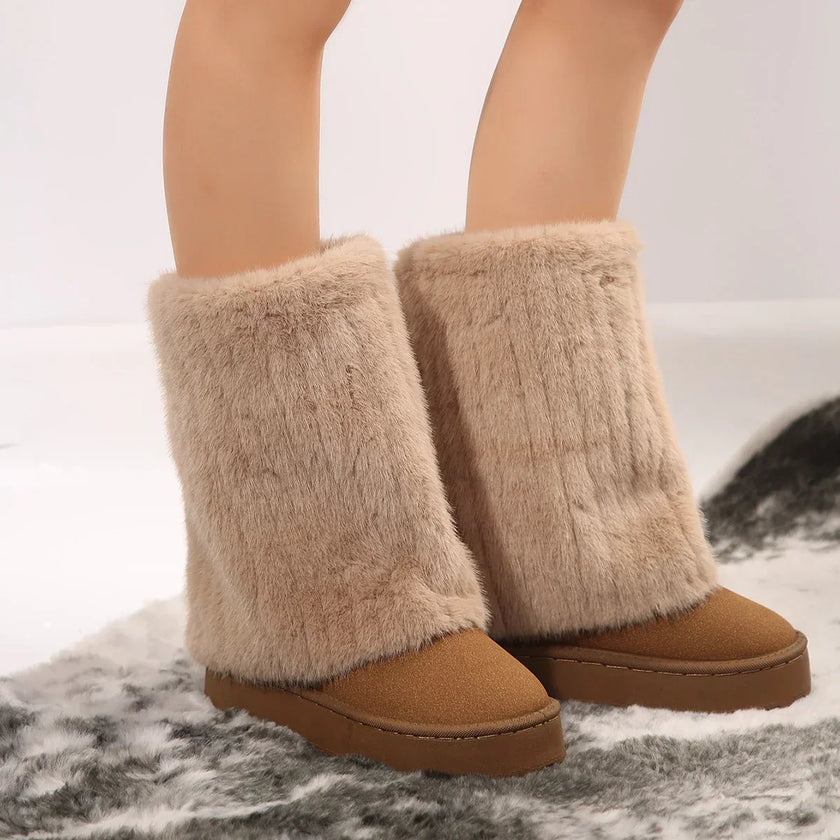 Henriette | Women's Mid-Calf Knit-Cuff Winter Boots