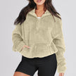 Plush Sweater Women Half Zip High Collar Relaxed Fit
