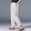 FJØRNA women's lightweight summer tapered trousers with elastic waistband, casual and breathable for warm weather.