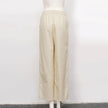 FJØRNA women's cotton linen wide-leg trousers with drawstring pull-on design, relaxed fit and casual style.